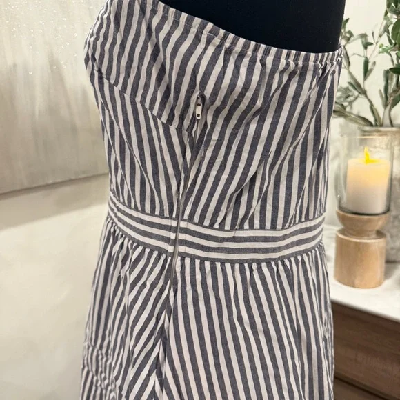 New York & Company Deep Navy and White Striped Midi Dress - Picture 6 of 14